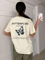 Camiseta Oversized Estampa Borboleta Bonita Voando Dançando Life Style Flying Camiseta Oversized Estampa Borboleta Bonita Voando Dançando Life Style Flying