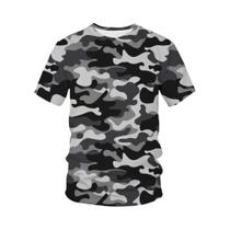 Camiseta Oversized Estampada Em 3D Camuflada Harajuku Masculina E Feminina De Verão Manga Curta Moda