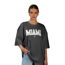 Camiseta Oversized Estampada Miami Unissex Algodão Manga 3/4