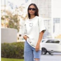 Camiseta Oversized Feminana Coração em Chamas Estampada Street Waer 100 Algodão Blusa Unissex