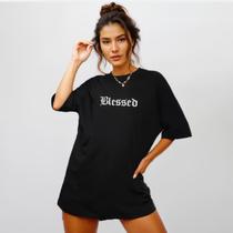 Camiseta Oversized Feminina Camisão 100% Algodão Over Abençoada