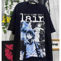 Camiseta Oversized Feminina De Anime 2024 Experiments Lain Iwakura Manga Girl Sci Fi Manga Curta