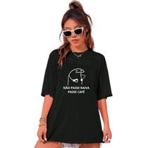 Camiseta Oversized Feminina Flork Passe Café Camisão Over Larga