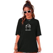 Camiseta Oversized Feminina Flork Sem Café Camisão Over Larga