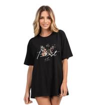 Camiseta Oversized Feminina Tshirt Best Floral Tecido 100%Algodão