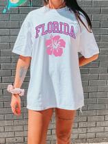 Camiseta Oversized Florida Rosa Treino Estilosa Algodão Moda