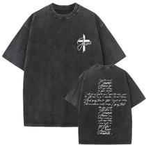 Camiseta Oversized Gótica Rock Jesus Forgive Them Vintage Lavada Unissex Streetwear