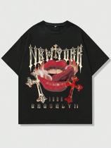 Camiseta Oversized Gótico New York Streetwear Estampa Estilo