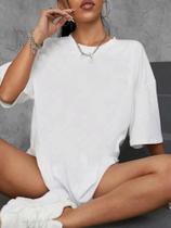Camiseta Oversized Longa Lisa Para Treino E Casual 100% Algodão Premium