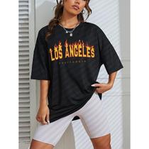 Camiseta Oversized Los Angeles Blusa Larga Feminina Oversized