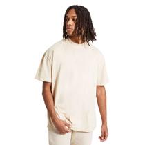 Camiseta Oversized Marfim Gola Alta em Algodão