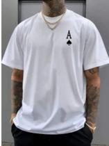 CAMISETA Oversized Masculina Algodão Adulto Streetwear Az Carta Espadas Moda Blusa