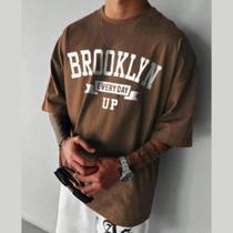 Camiseta Oversized Masculina Camisão Brooklyn 100% Algodão Over