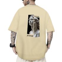 Camiseta Oversized Masculina Estampa Intense Feelings Estilo Street wear Confortável Leve e Macia