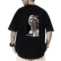 Camiseta Oversized Masculina Estampa Intense Feelings Estilo Street wear Confortável Leve e Macia