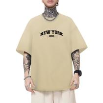 Camiseta Oversized Masculina Estampa New York Camisa Estilo Streetwear Confortável Leve e Macia