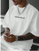 Camiseta Oversized Masculina Never 100 algodao Estampa Gráfica Camisa