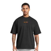 Camiseta Oversized Masculina Streetwear de Algodão com Gola Redonda, Perfeita para Academia e Esportes