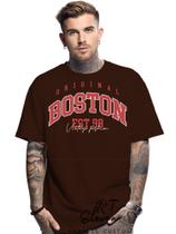 Camiseta Oversized Personalizada Estampa Boston Masculina Algodão Estampada Gola Careca Ref 01