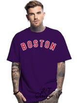 Camiseta Oversized Personalizada Estampa Boston Masculina Algodão Estampada Gola Careca Ref 02