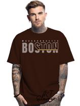 Camiseta Oversized Personalizada Estampa Boston Masculina Algodão Estampada Gola Careca Ref 03