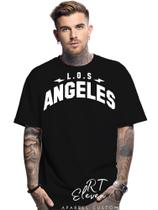 Camiseta Oversized Personalizada Estampa Los Angeles Masculina Algodão Estampada Gola Careca Ref 01