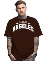 Camiseta Oversized Personalizada Estampa Los Angeles Masculina Algodão Estampada Gola Careca Ref 01