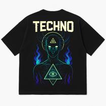 Camiseta oversized premium 100% algodão com estampa dtf preta Camiseta oversized premium 100% algodão com estampa dtf preta