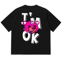 Camiseta Oversized Premium 100% Algodão IM OK com Estampa DTF Camiseta Oversized Premium 100% Algodão IM OK com Estampa DTF