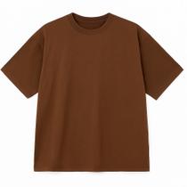 Camiseta Oversized Premium 100% Algodão Marrom Lisa com Estampa DTF Camiseta Oversized Premium 100% Algodão Marrom Lisa com Estampa DTF