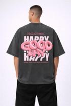 Camiseta Oversized Premium Algodão 20.1 220g Estonada Chumbo Estampa DTF HD Zero Encolhimento Camiseta Oversized Premium Algodão 20.1 220g Estonada Chumbo Estampa DTF HD Zero Encolhimento
