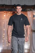 Camiseta Oversized Premium Masculina Tshirt Camisa Blusa Preta Fe Ancora Crista Moda Evangelica