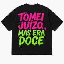 Camiseta Oversized Premium Preta Juízo 100% Algodão com Estampa DTF Camiseta Oversized Premium Preta Juízo 100% Algodão com Estampa DTF
