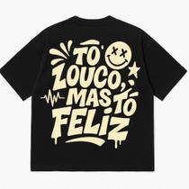 Camiseta Oversized Preta 100% Algodão com Estampa DTF - Conforto e Estilo Camiseta Oversized Preta 100% Algodão com Estampa DTF - Conforto e Estilo