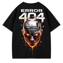 Camiseta Oversized Preta com Estampa DTF - Modelo Error 404 Camiseta Oversized Preta com Estampa DTF - Modelo Error 404
