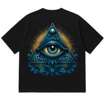 Camiseta Oversized Preta Eye After - 100% Algodão Premium