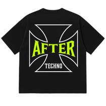 Camiseta Oversized Preta Techno AFTER - 100% Algodão Premium Camiseta Oversized Preta Techno AFTER - 100% Algodão Premium