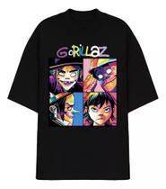 Camiseta Oversized Street Gorillaz Cartoon Banda Rock