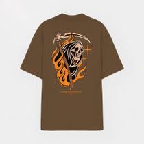 Camiseta Oversized StreetWear Algodão Abstract Like In Orange Mode