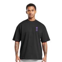 Camiseta Oversized Streetwear de Algodão Masculina Ideal para Academia e Esportes Gola Redonda Dragão