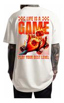 Camiseta Oversized Streetwear Urso Rosa Unissex Life Is