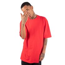 Camiseta Oversized Streetwear Vermelha Camisa 100% ALgodão Lisa Unissex