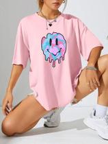 Camiseta Oversized Unisexx Smile Cores Moda Estilosa Algodão Camiseta Oversized Unisexx Smile Cores Moda Estilosa Algodão