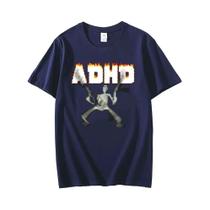 Camiseta Oversized Unissex Com Estampa De Esqueleto Meme ADHD, Clássica, Vintage, Humor, Horror, Camiseta Oversized Unissex Com Estampa De Esqueleto Meme ADHD, Clássica, Vintage, Humor, Horror,