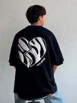 Camiseta Oversized Very Good Coração Animal Print Desenho Grafico Estampado Frente Costas Love Heartbroken Estilo Casual