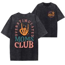 Camiseta PALWZOB Overstimulated Moms Club Vintage Washed Black M Camiseta PALWZOB Overstimulated Moms Club Vintage Washed Black M
