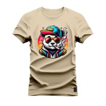 Camiseta Panda Descolado Plus Size Grande 30.1 Penteada Estampa Dtf Premium