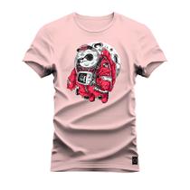 Camiseta Panda No Mundo da lua Estampada Algodão Confortável 30.1 Penteada