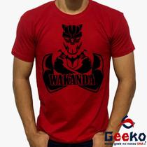 Camiseta Pantera Negra 100% Algodão Wakanda Forever Black Panther Geeko