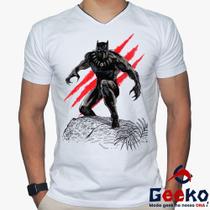 Camiseta Pantera Negra 100% Algodão Wakanda Forever Black Panther Geeko